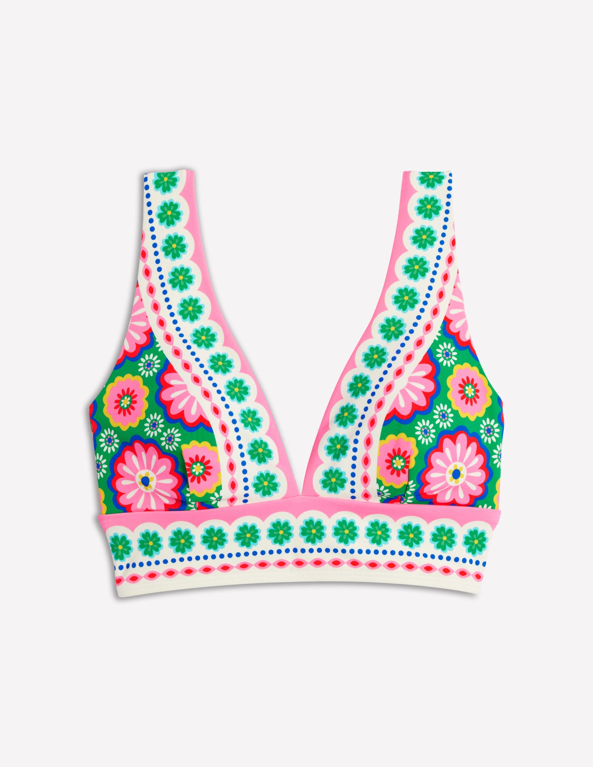 Haut de bikini col V Porto-Multi, motif Flower Tile - Image 4