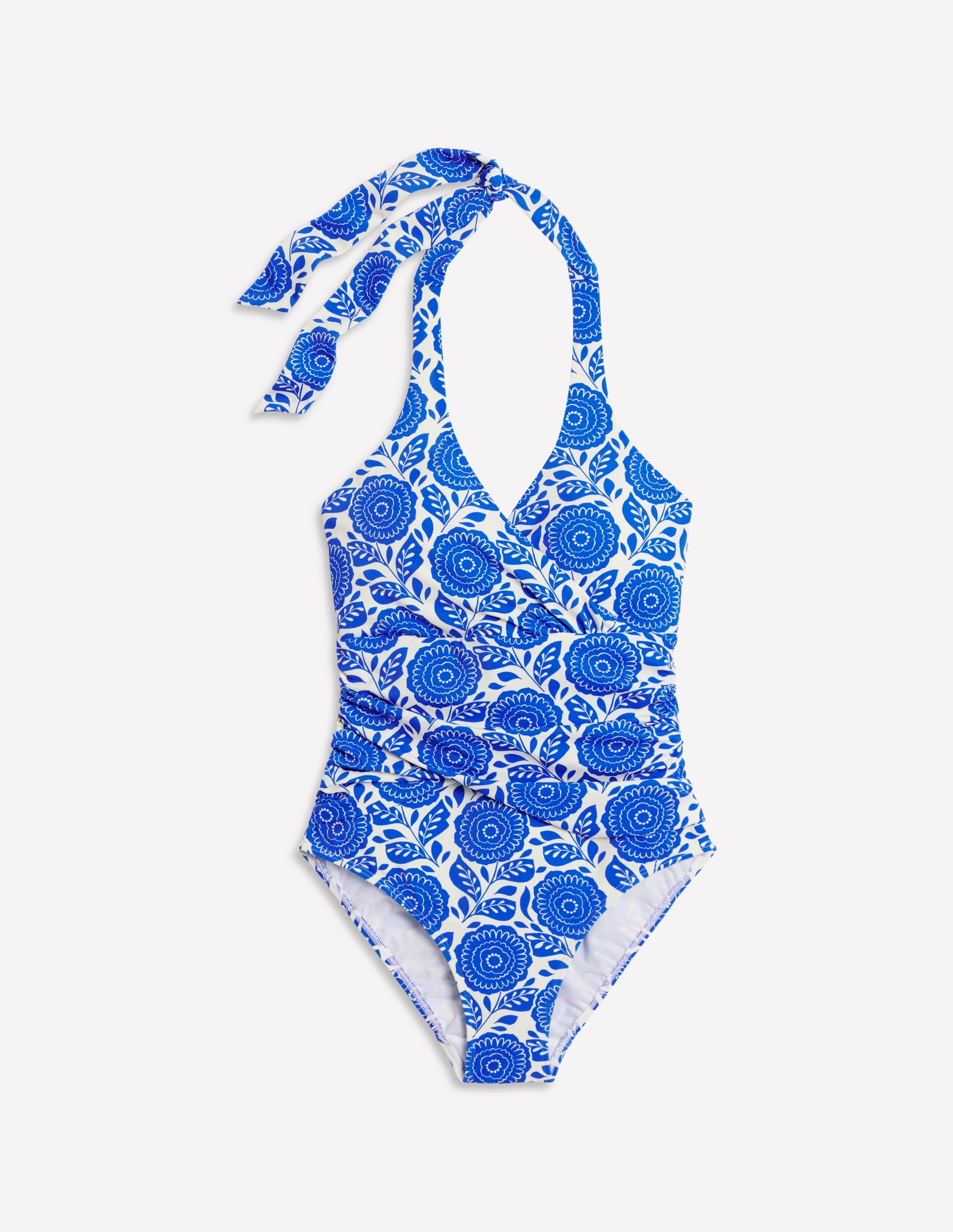 Levanzo Neckholder-Badeanzug-Blauer Dahlienstempel - Image 5