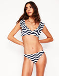 Bas de bikini intemporel-Bleu marine, motif Rhythmic Wave