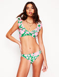 Bas de bikini intemporel-Émeraude, motif Blossom Cascade