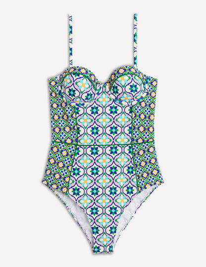 Maillot de bain à bonnets Rhodes-Multi, motif Floweret Tile