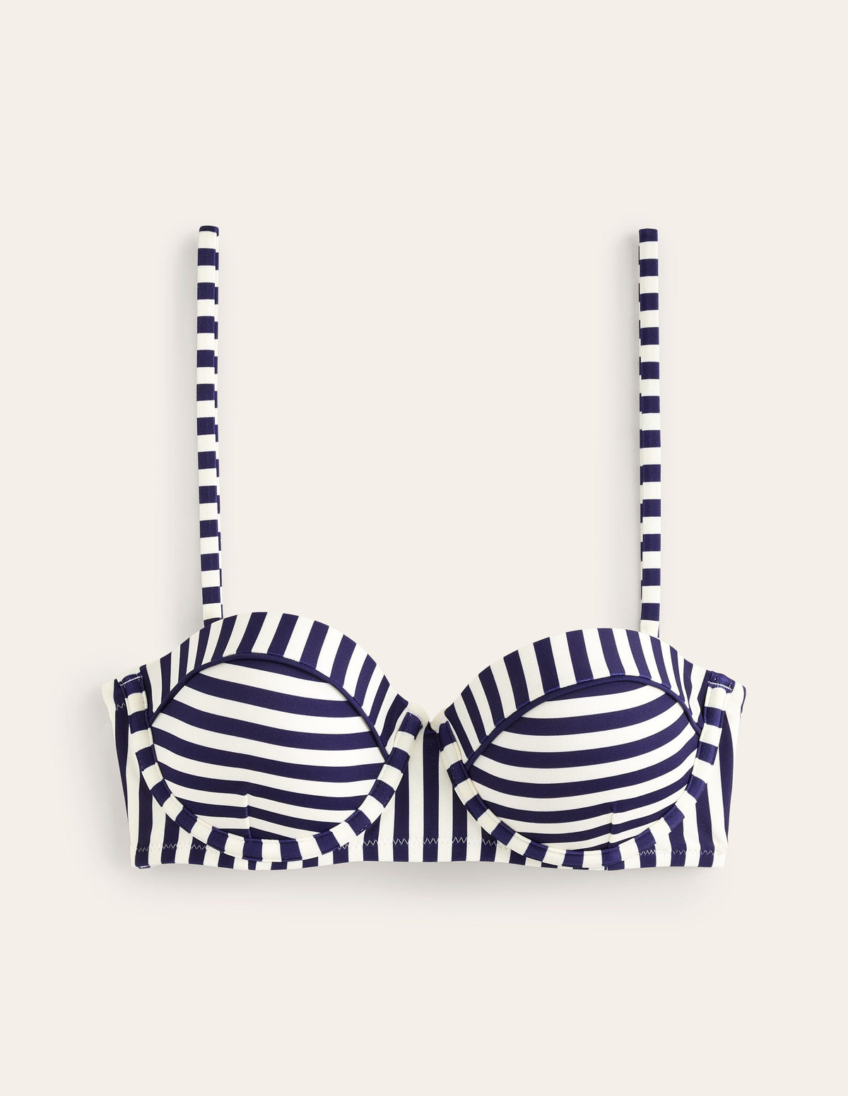 Rhodes Cup Sized Bikini Top-Navy, Ivory Stripe - Image 7