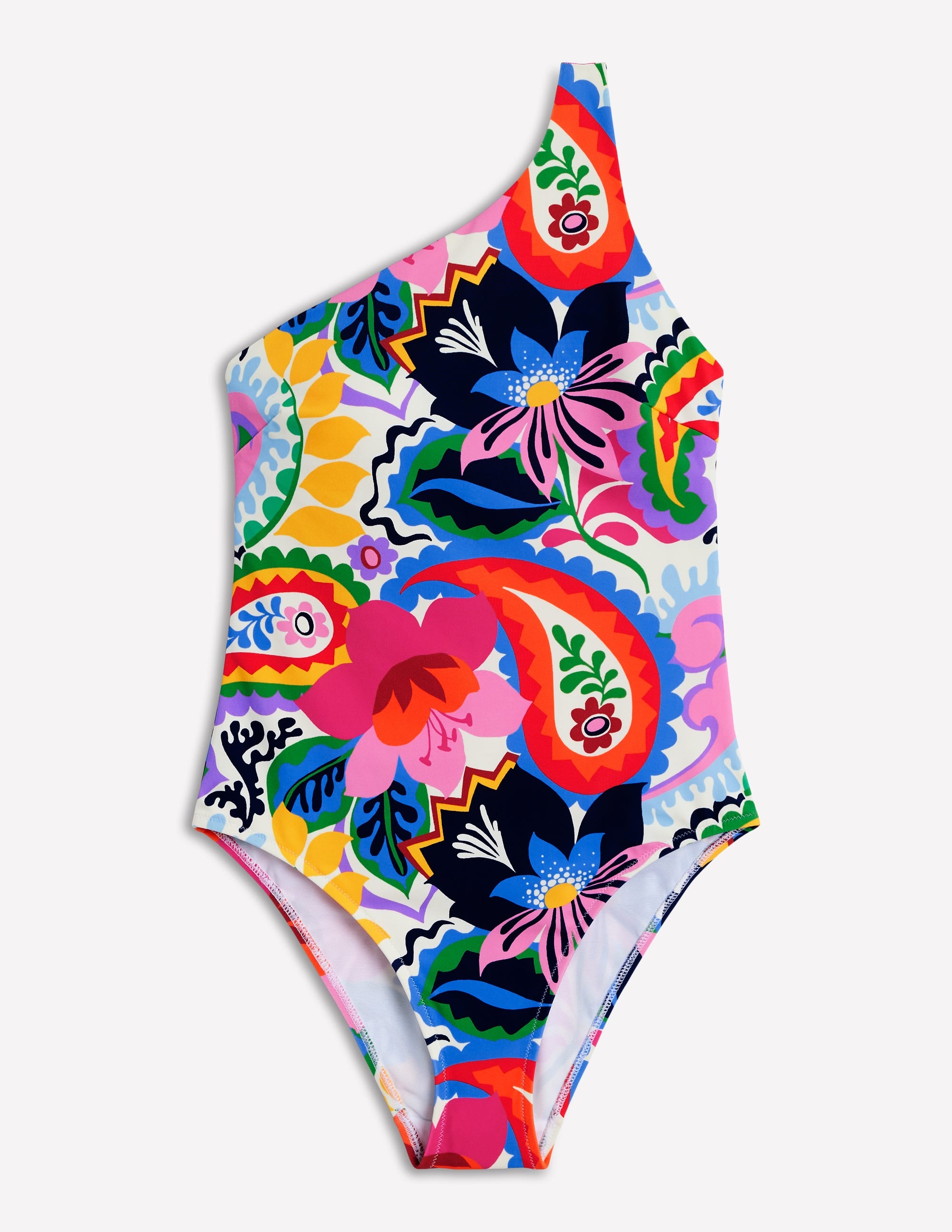 Maillot de bain asymétrique-Ivoire, motif Botanical Paisley - Image 5