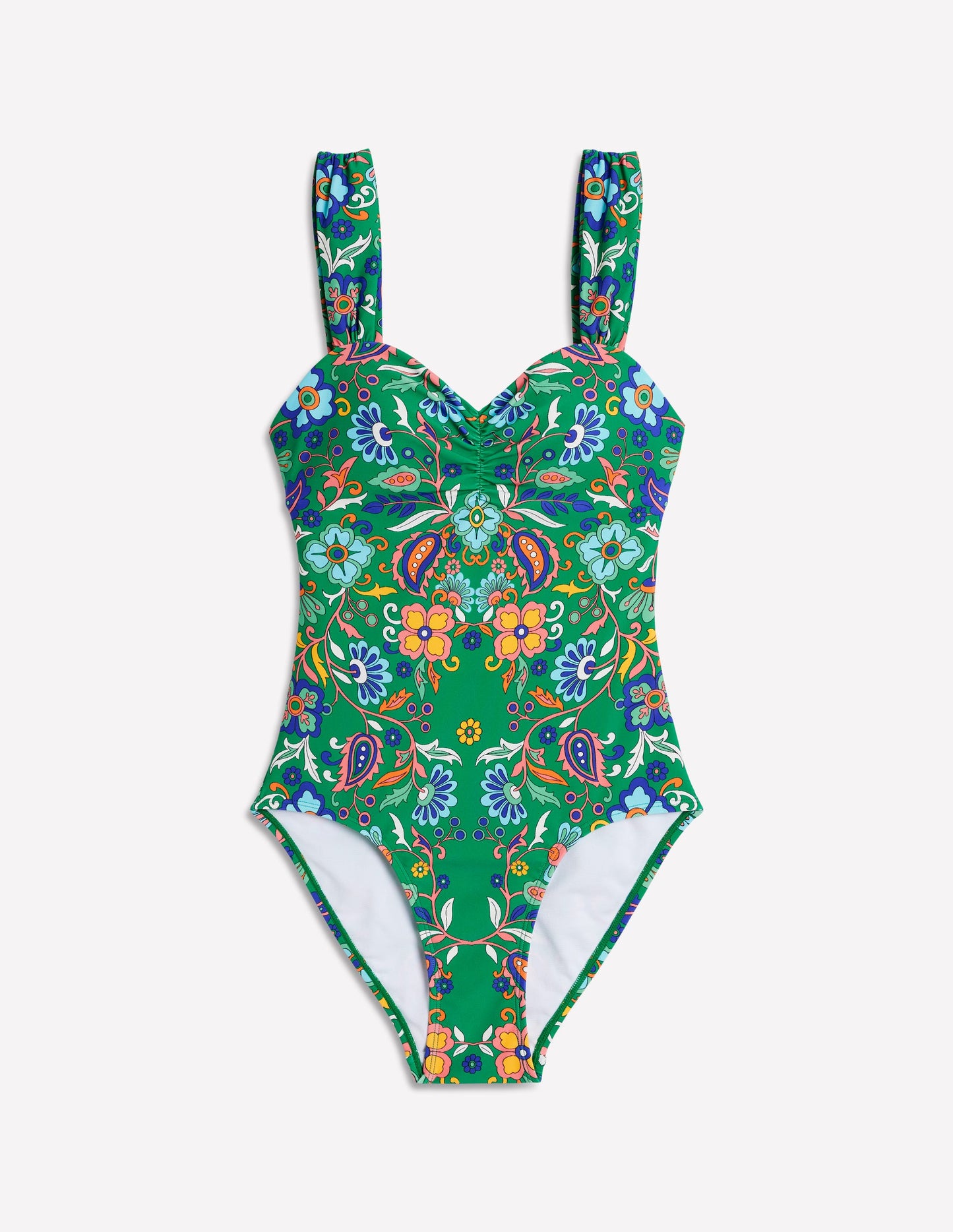 Maillot de bain à encolure en cœur-Émeraude, motif Oriental Paradise