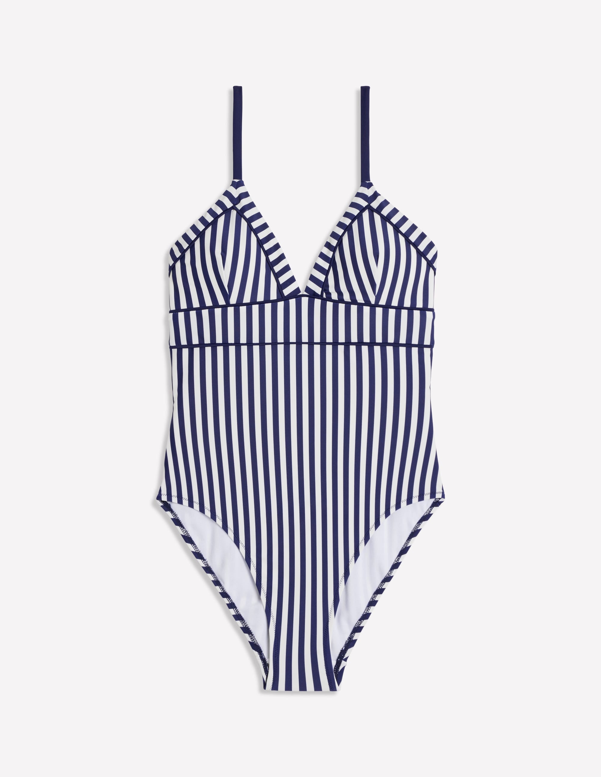 Kasos String V Neck Swimsuit-Navy, Ivory Stripe - Image 5