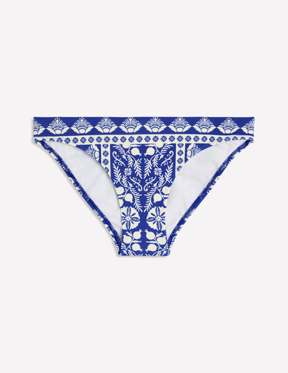 Porto Bikinihose-Leuchtendes Blau, Verzierter Streifen