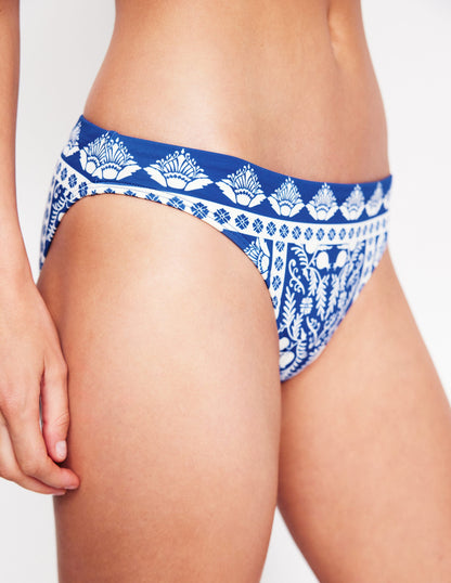 Porto Bikinihose-Leuchtendes Blau, Verzierter Streifen