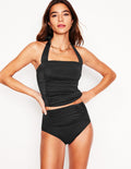 Kythira Geraffte Bikinihose-Schwarz