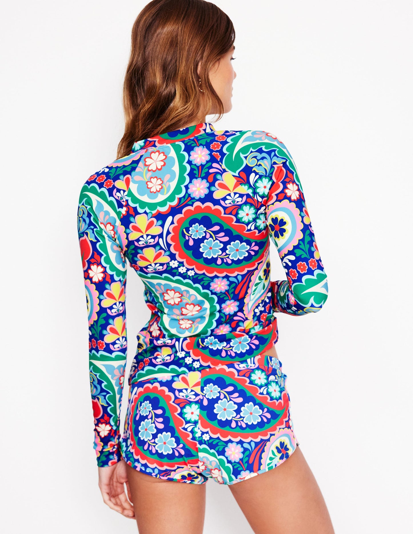 Raglan-Badeshirt mit Sonnenschutz-Bunt, Wiesen-Paisley