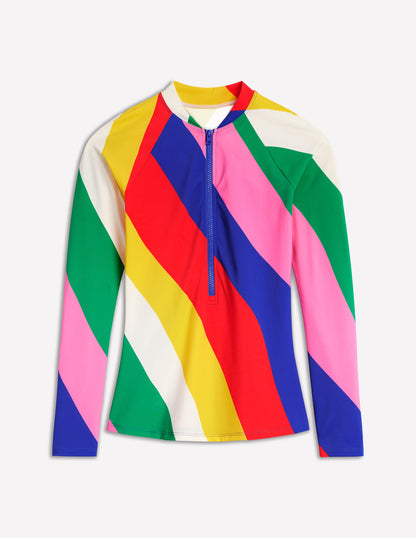 Raglan-Badeshirt mit Sonnenschutz-Bunt, Regenbogendesign