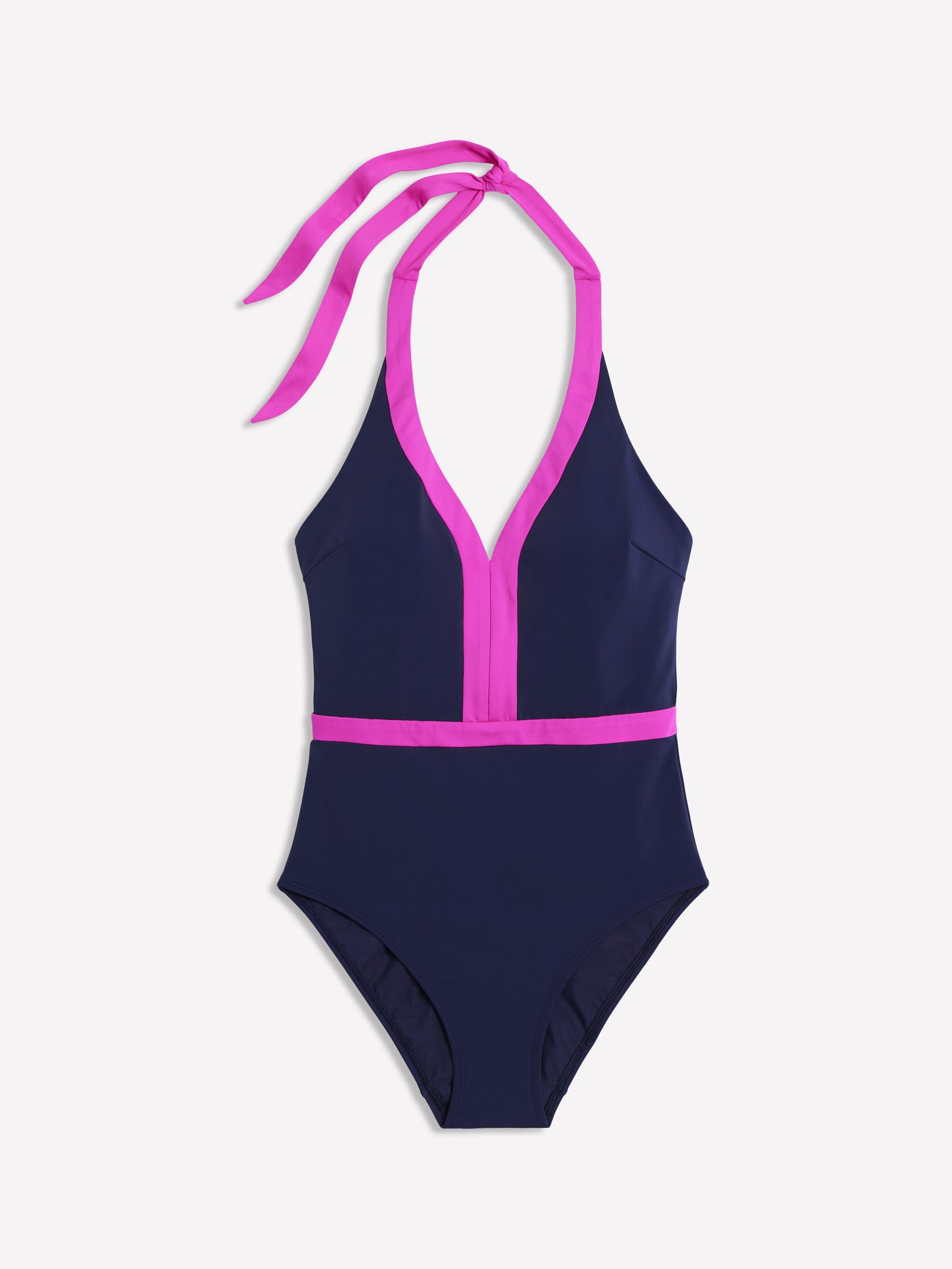 Maillot de bain Ios à empiècement en V-Bleu marine, rose - Image 5