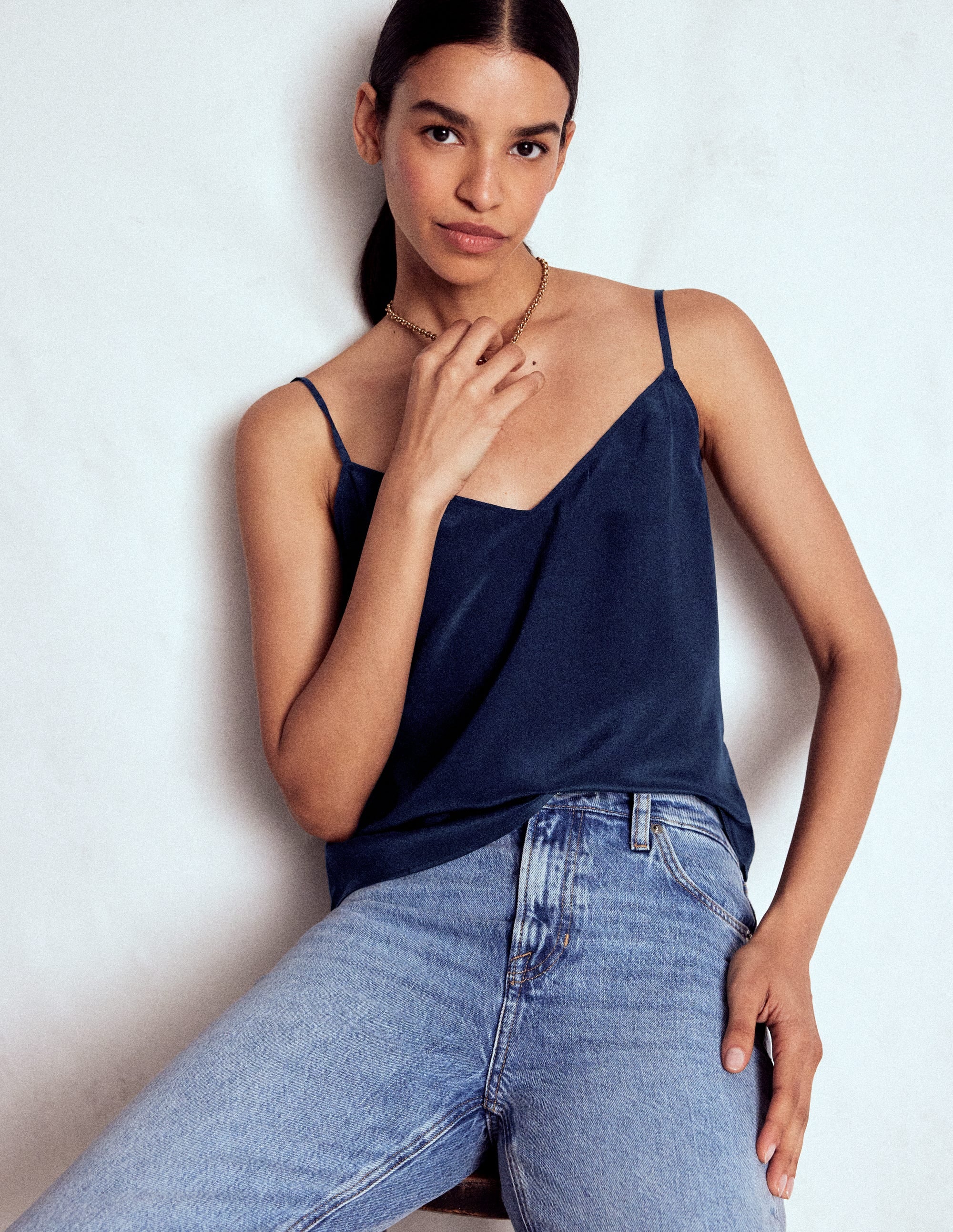 Silk Cami-Navy - Image 1
