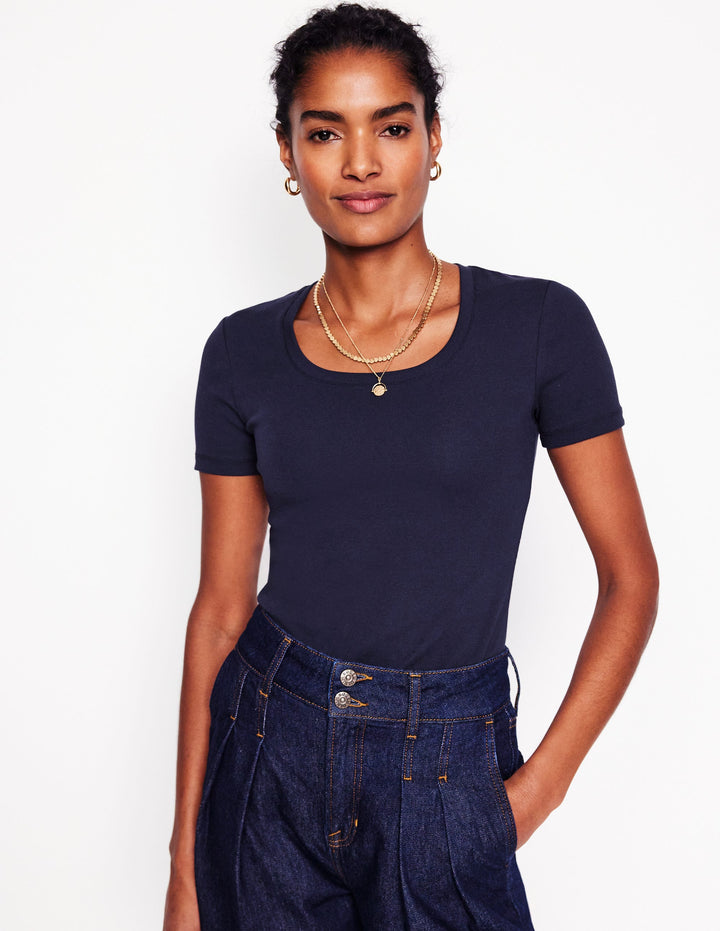 Basic-T-Shirt aus Jersey-Aqua Marine Marl