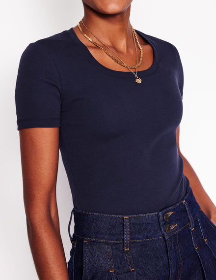 Basic-T-Shirt aus Jersey-Aqua Marine Marl