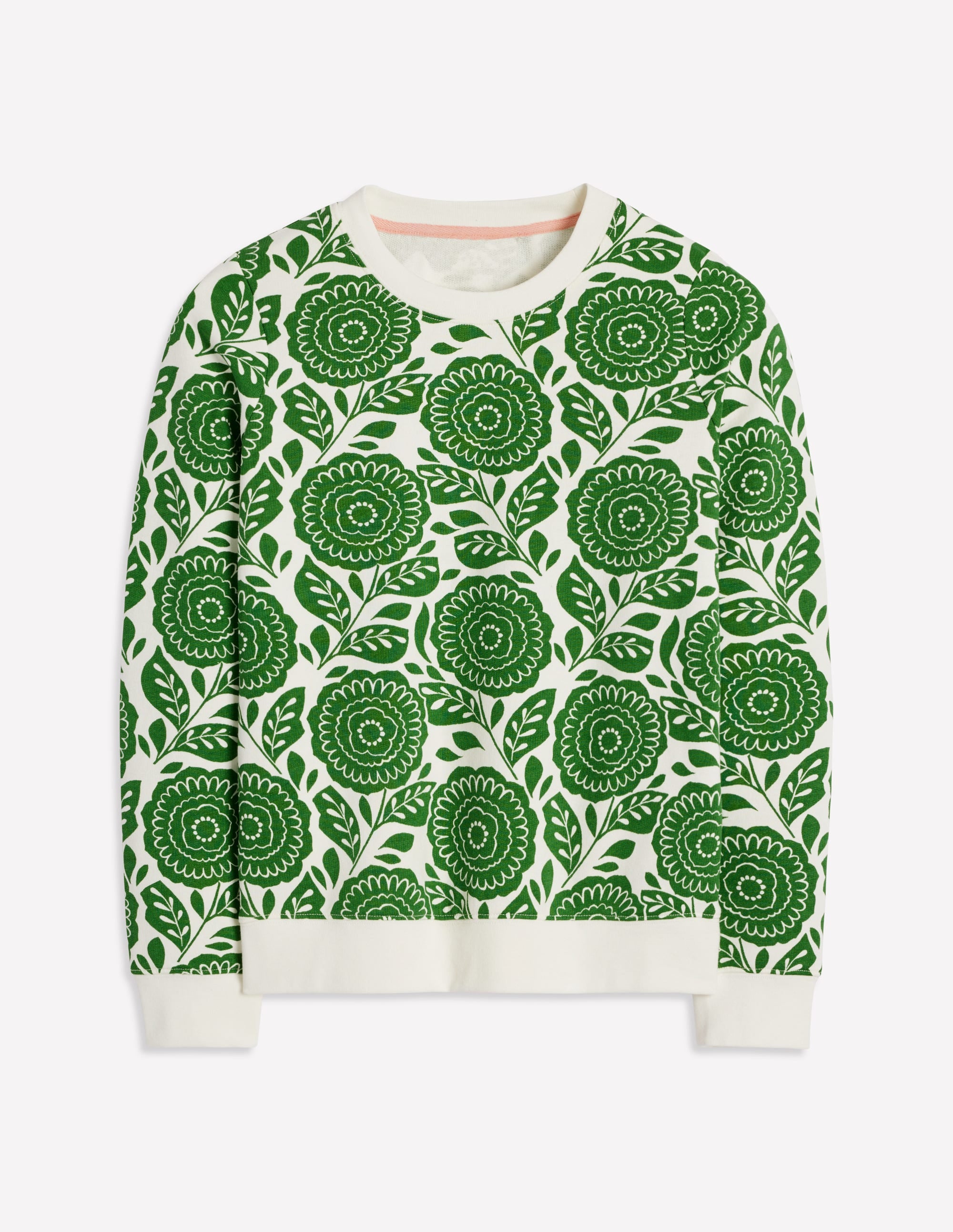 Hannah Sweatshirt mit Print-Paradiesgrün, Dahlienstempel - Image 5