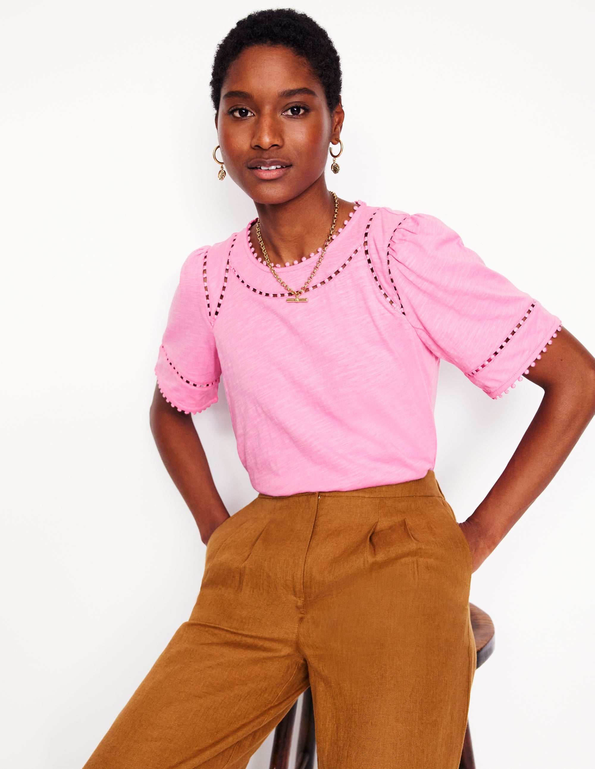 Top Mila à détails dentelle-Rose reine-des-prés - Image 1