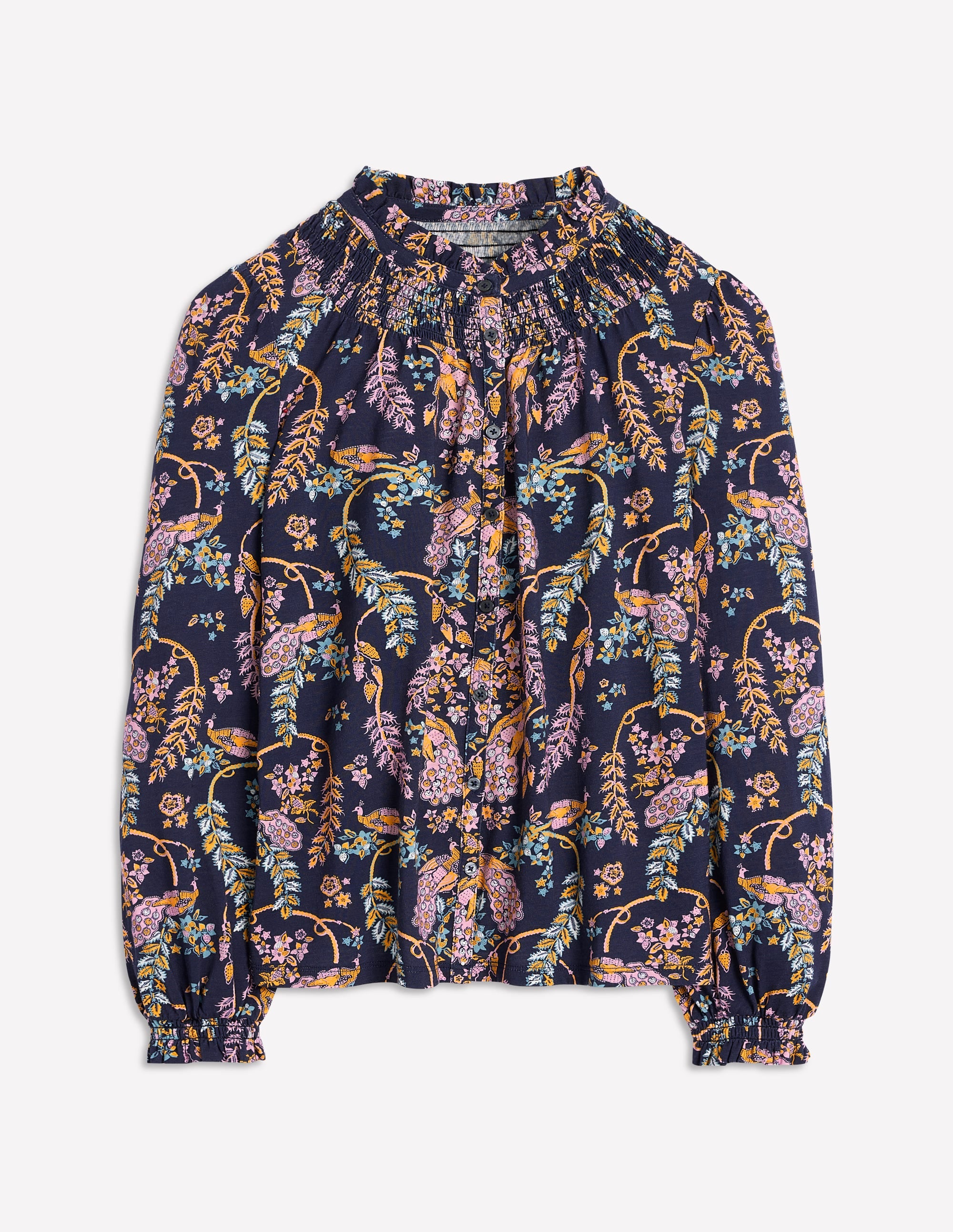 Fay Gesmoktes Jerseyhemd-Französisches Marineblau, Bezaubernder Pfau - Image 6