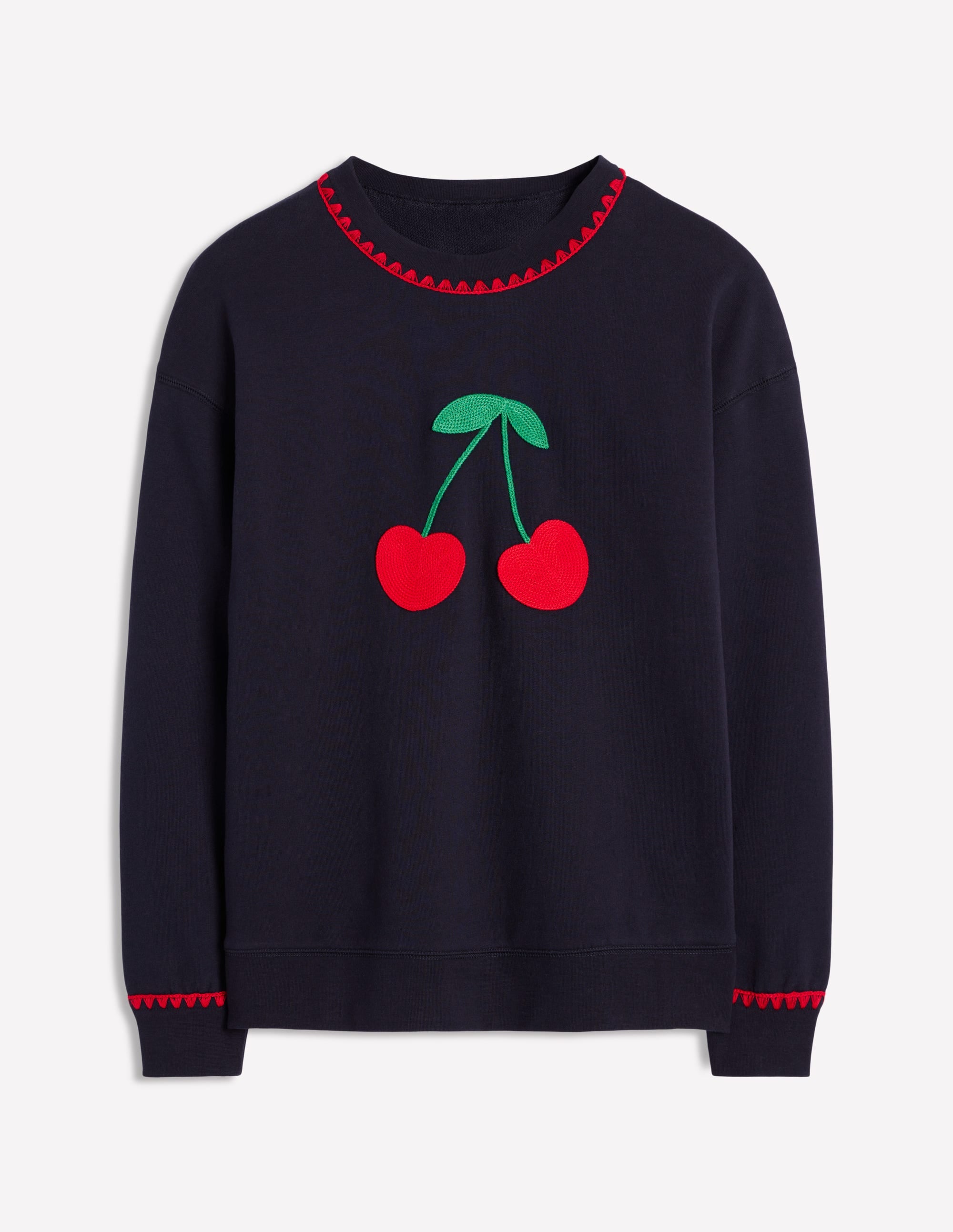 Sweat Emi brodé-Bleu marine, cerises - Image 5