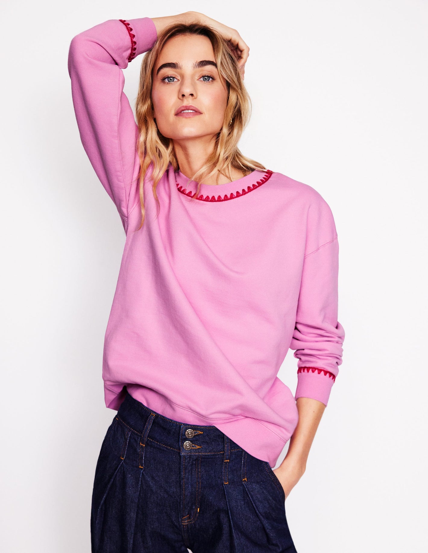 Emi Embroidered Sweatshirt-Soft Lavender