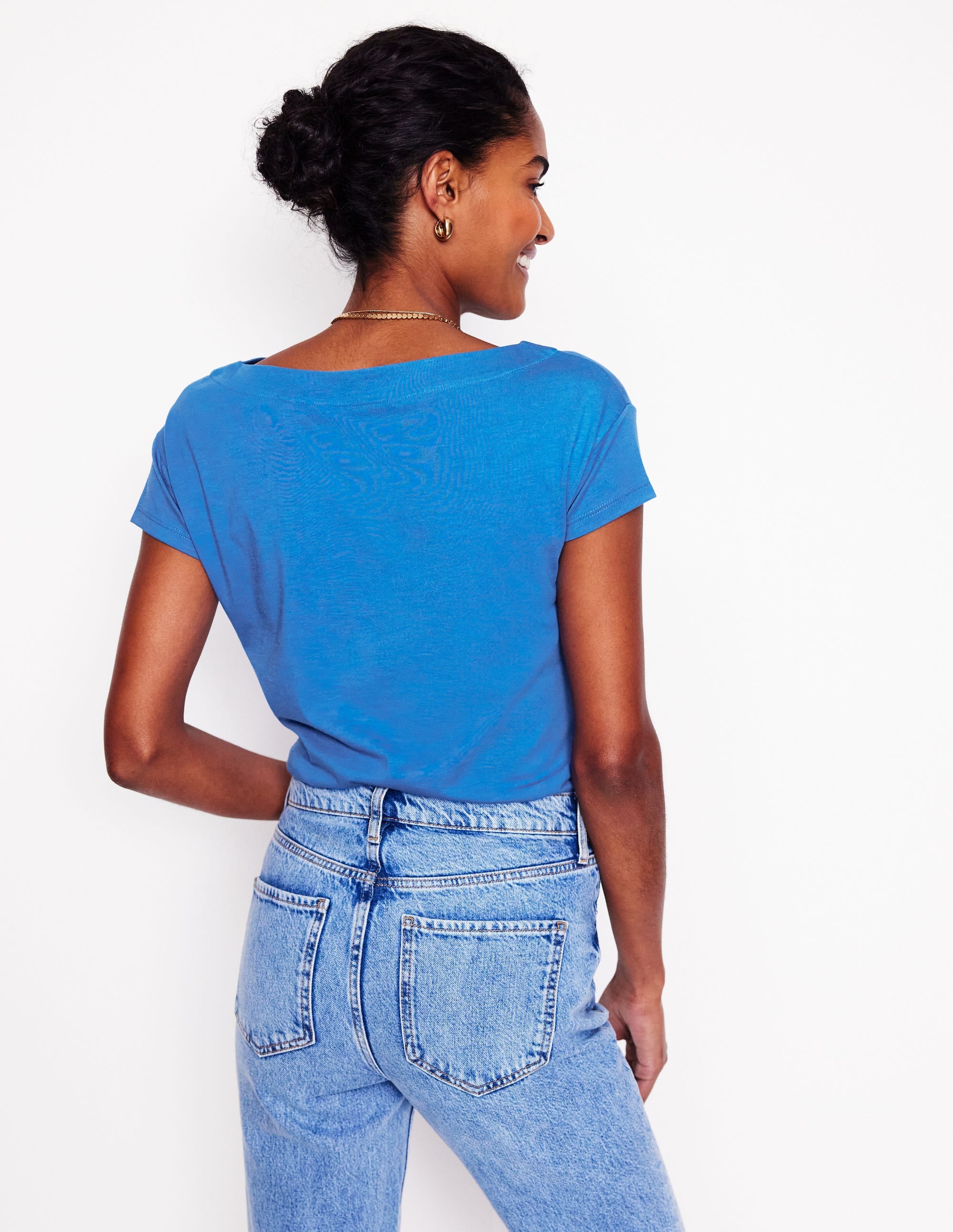 T-shirt à col bateau ultra-doux-Bleu galerie - Image 3