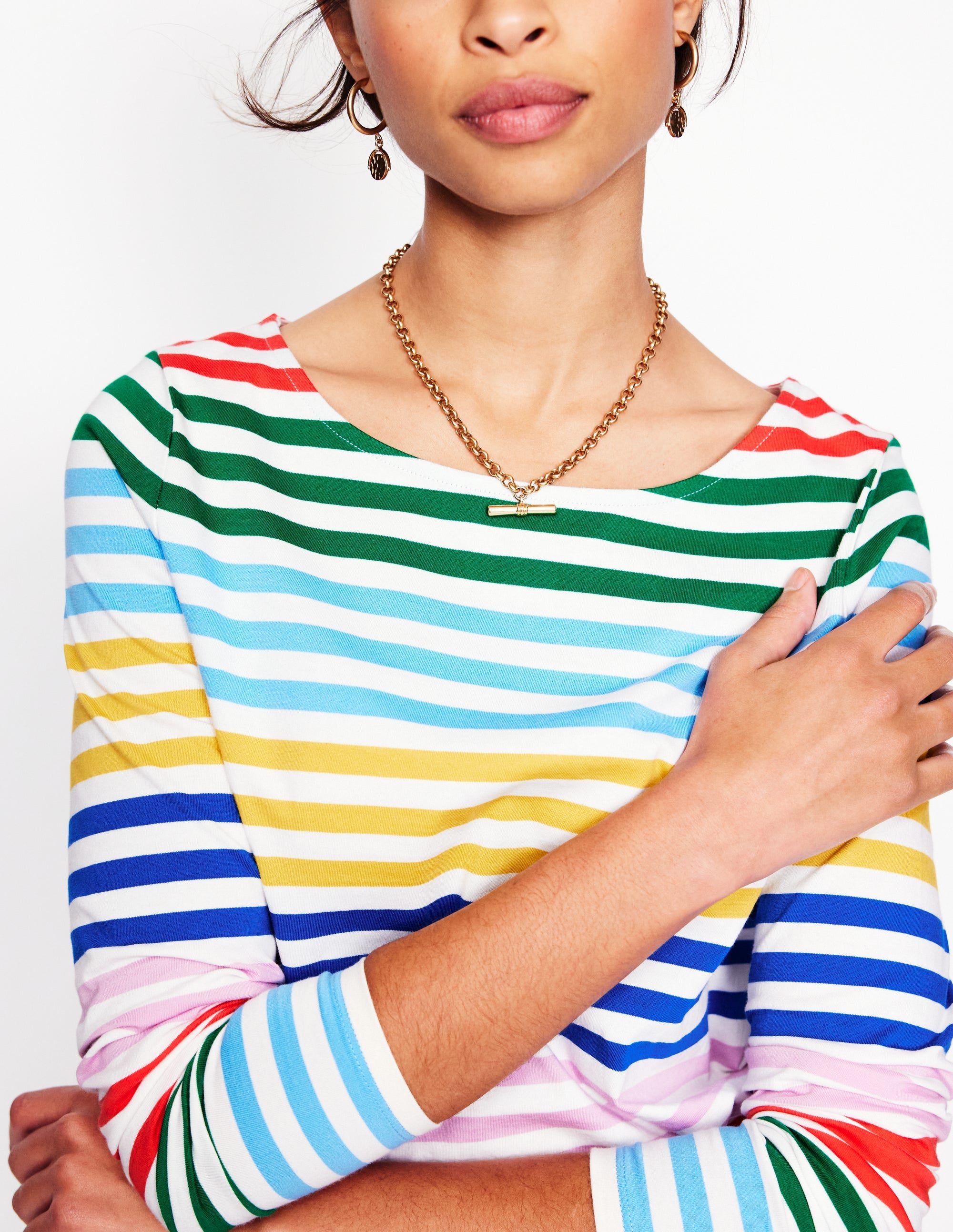 Ella Breton-Shirt mit langen Ärmeln-Regenbogenstreifen | Boden DE Ella Breton-Shirt mit langen Ärmeln-Regenbogenstreifen | Boden DE