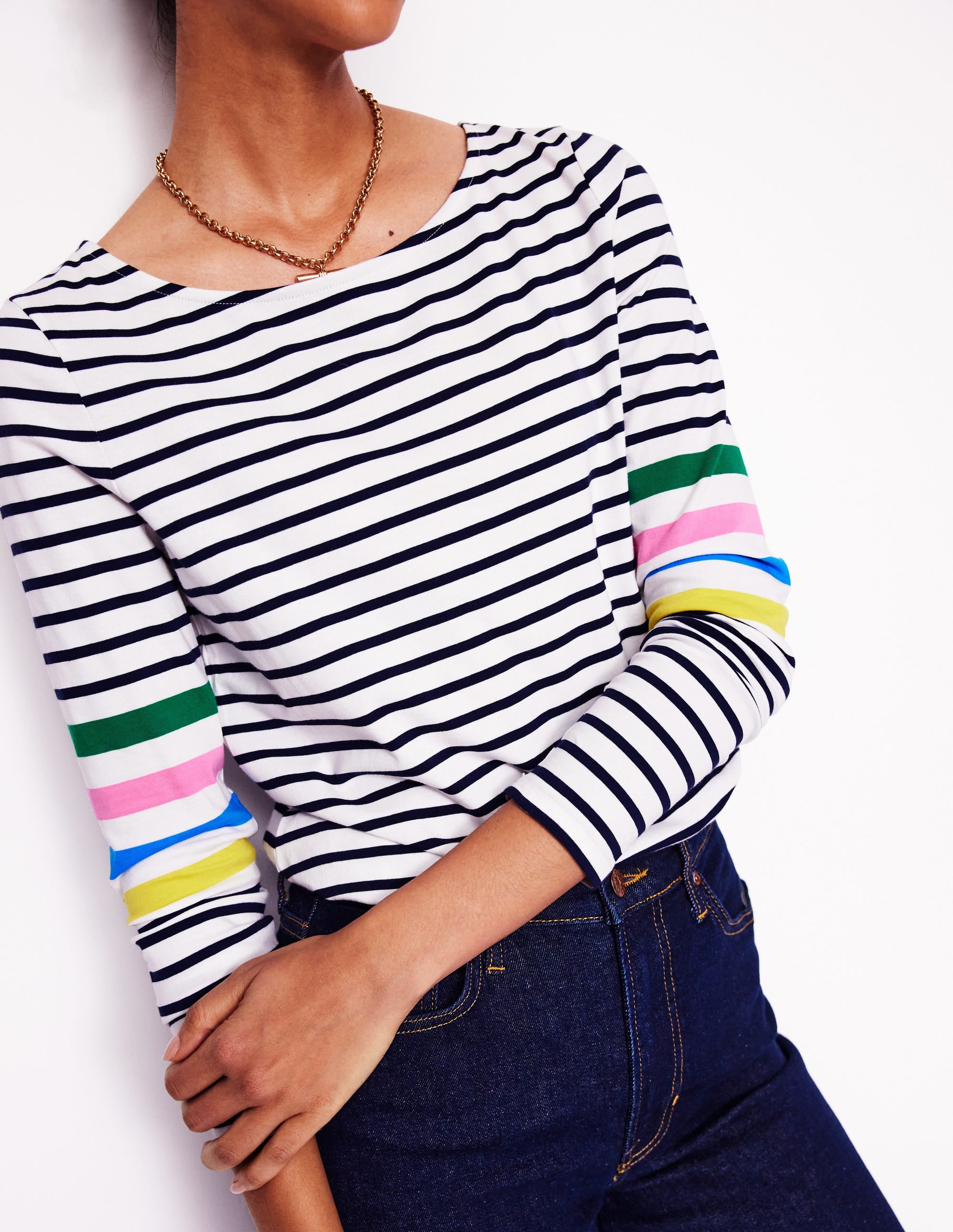 Ella Breton-Shirt mit langen Ärmeln-Naturweiß Bunt Platzierung auf den Ärmeln - Image 2