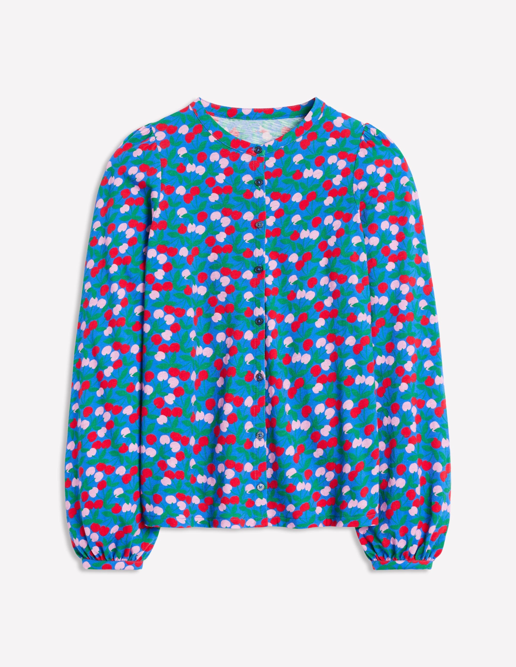Chemise Marina en jersey-Bleu vif, motif Cherry Cascade - Image 5