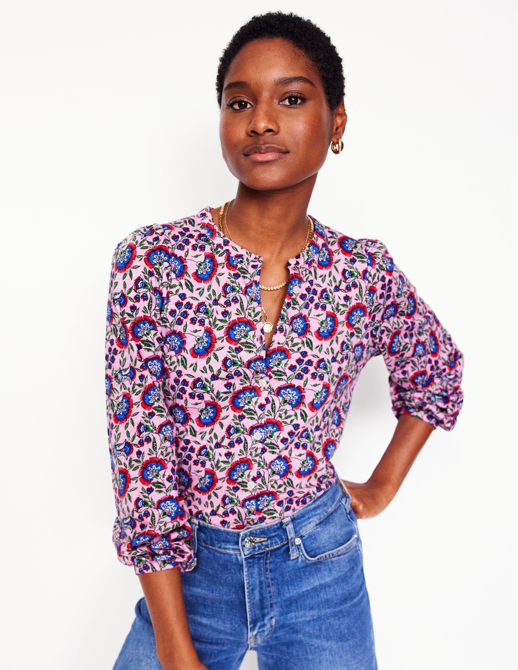 Chemise Marina en jersey-Lavande tendre, motif Decorative Vine - Image 1