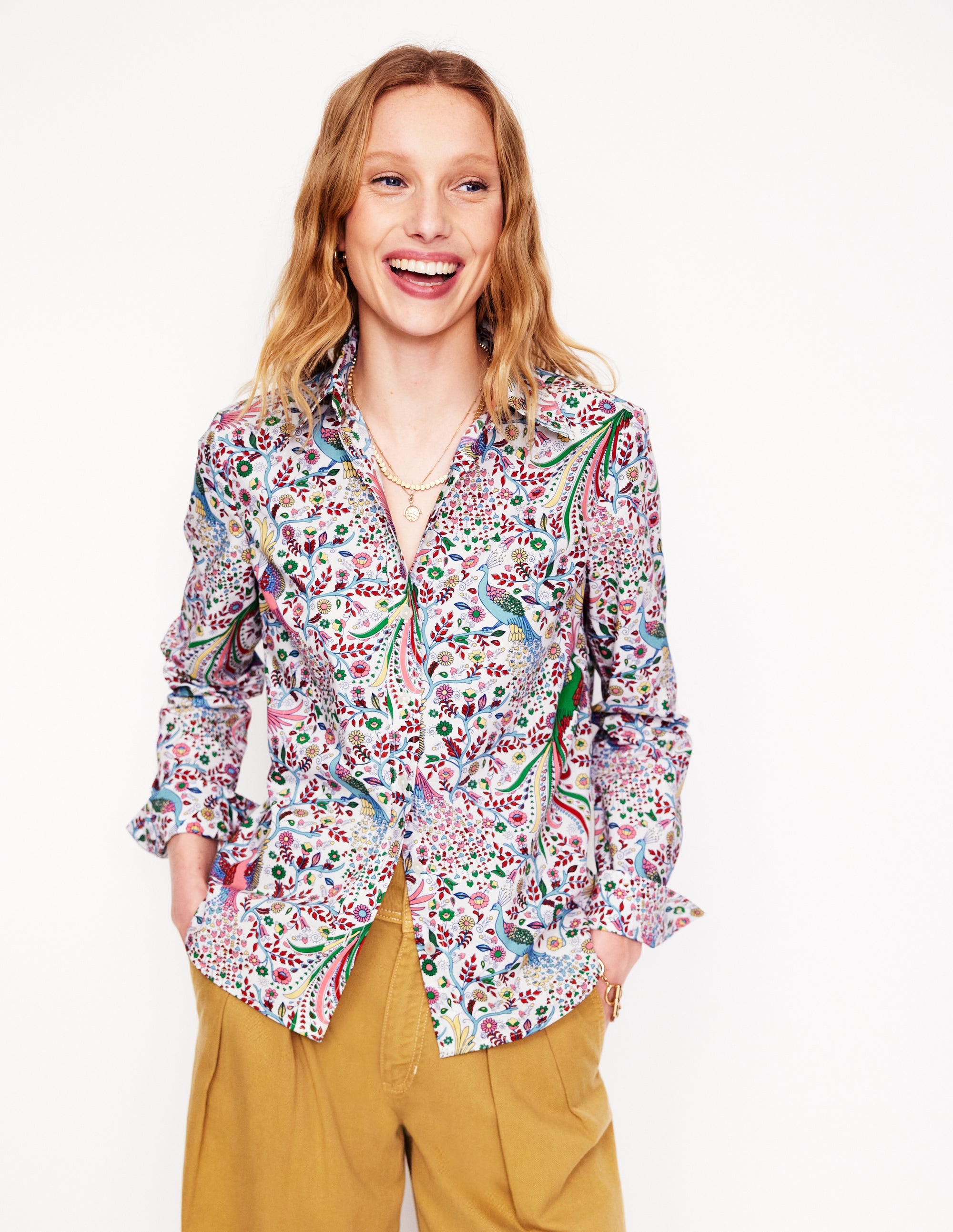 Chemise Sienna en coton-Multi, motif Enchanting Peacock - Image 4