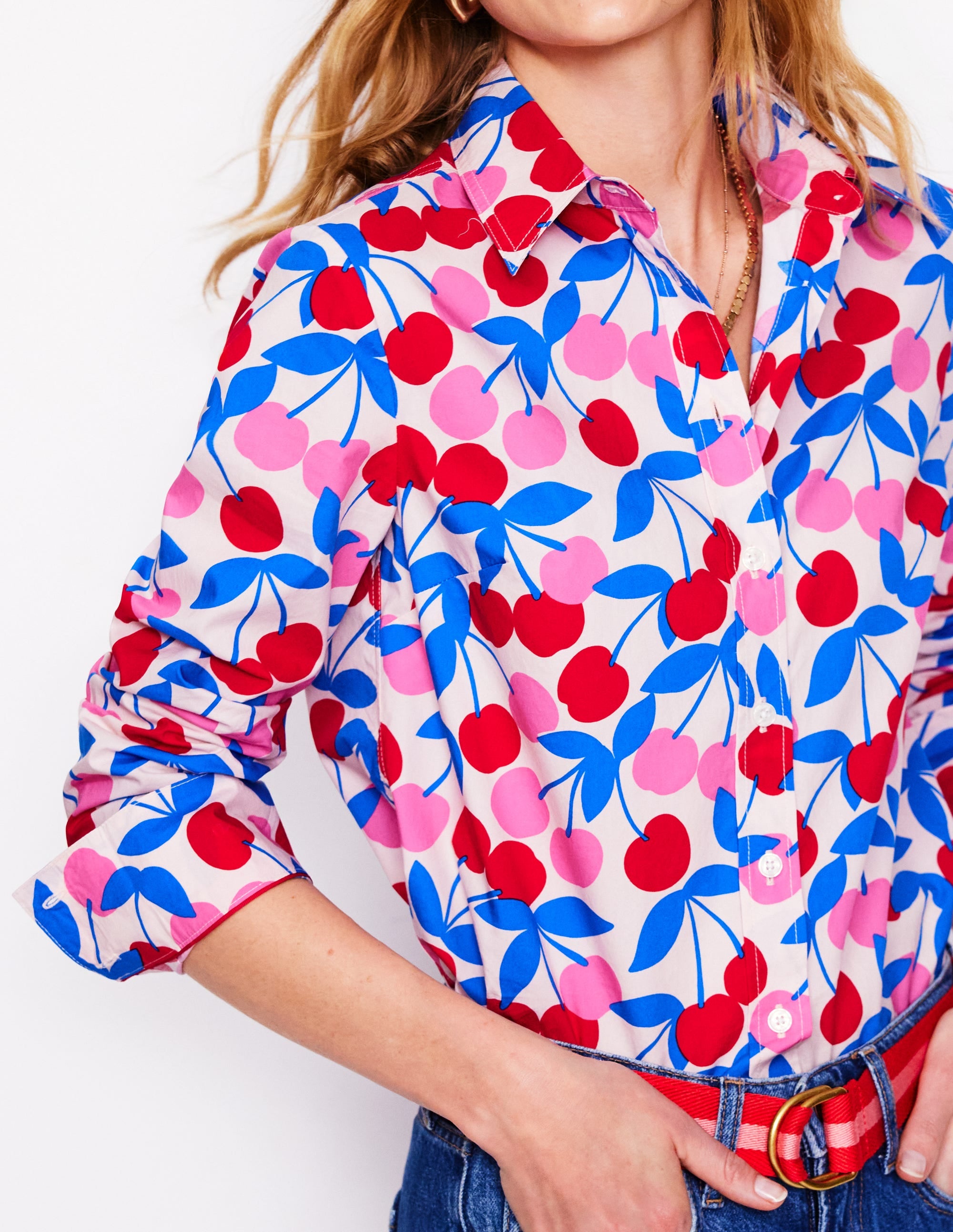 Chemise Sienna en coton-Rose craie, cascade de cerises - Image 2