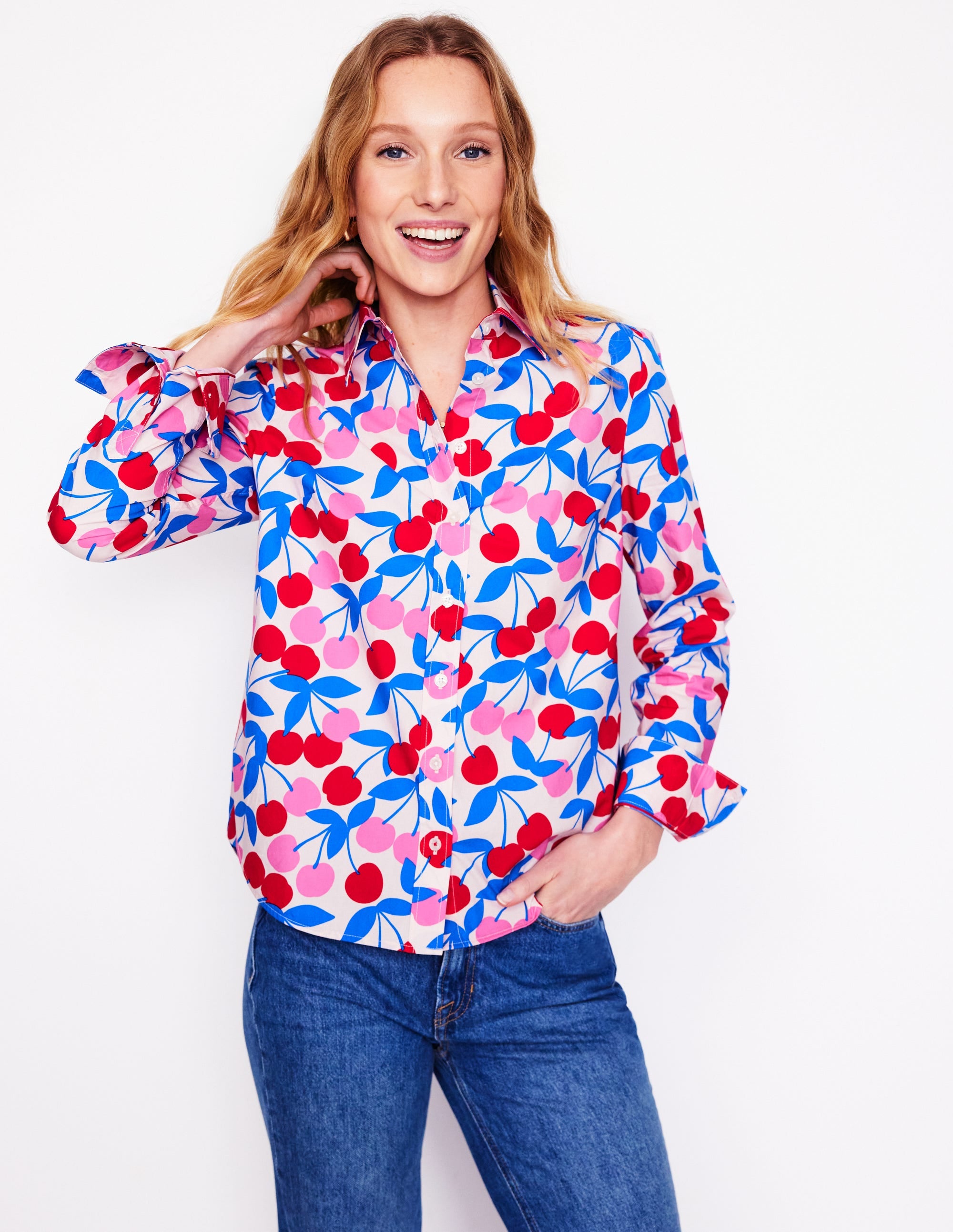 Chemise Sienna en coton-Rose craie, cascade de cerises - Image 5