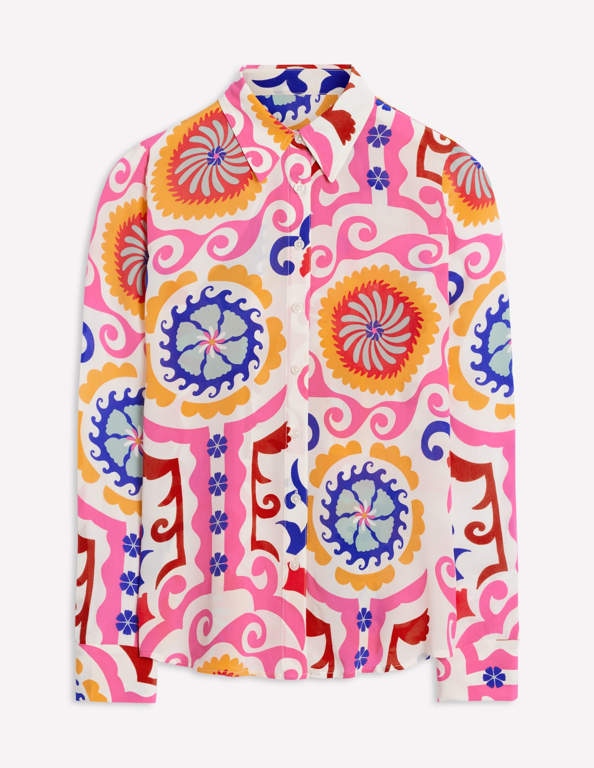 Chemise Sienna en soie-Multi, motif Ornamental Wave - Image 6