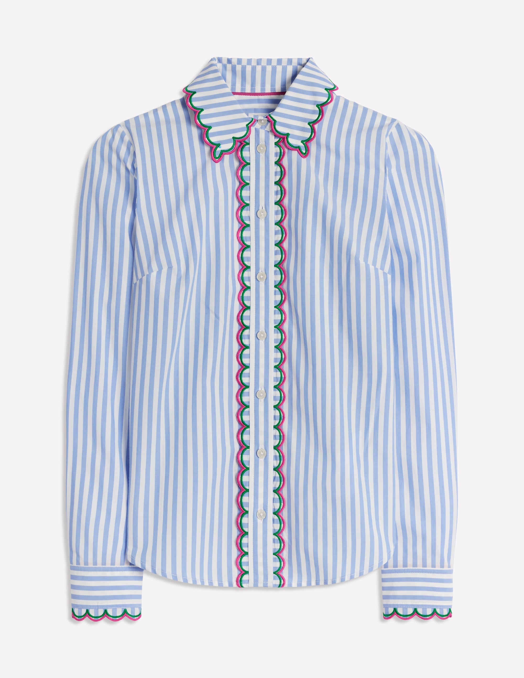 Chemise Sienna saisissante en coton-Multi, rayé bleu et ivoire - Image 6