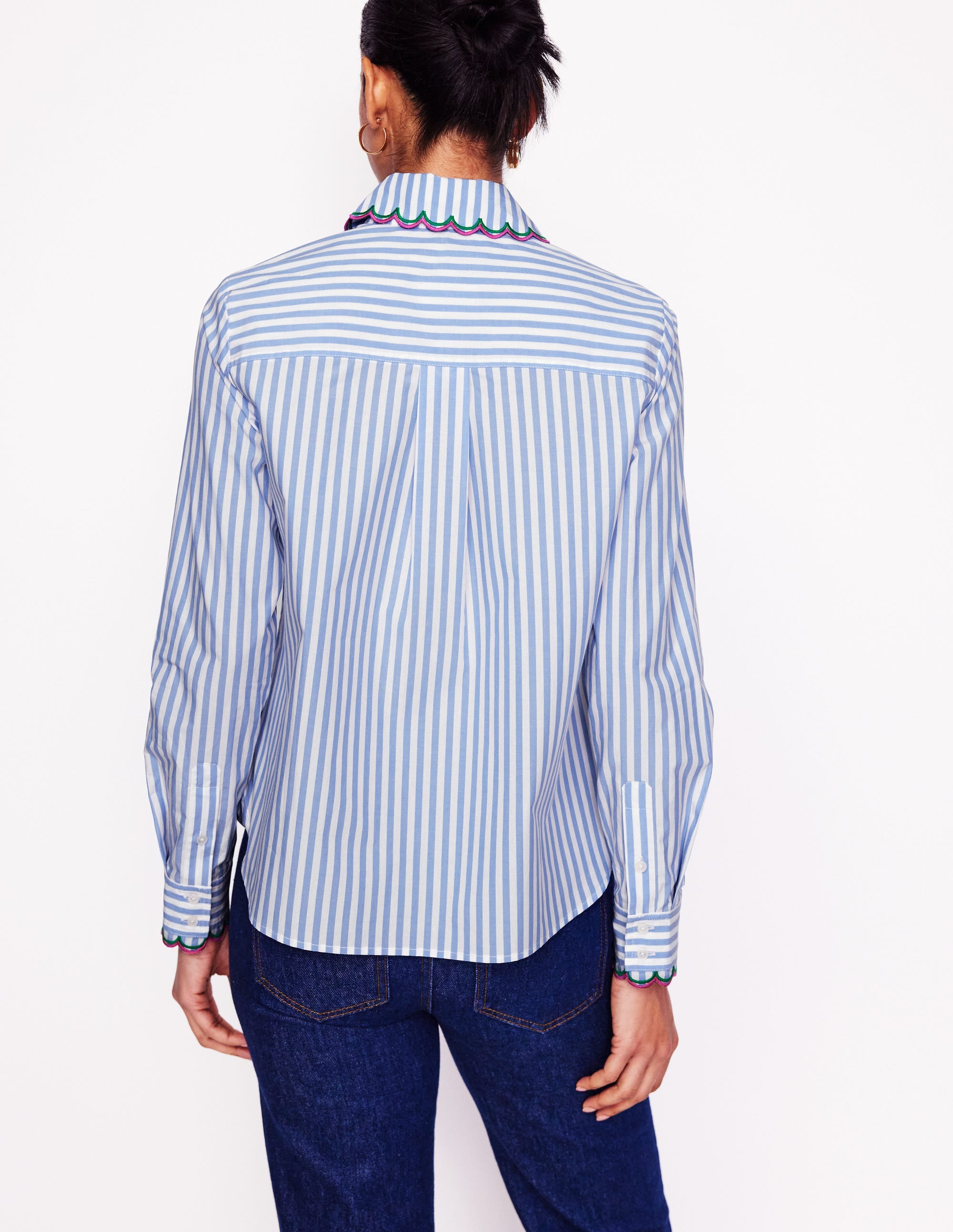 Chemise Sienna saisissante en coton-Multi, rayé bleu et ivoire - Image 3