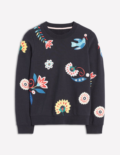 Hannah Sweatshirt mit Stickerei-Marineblau, Konversation