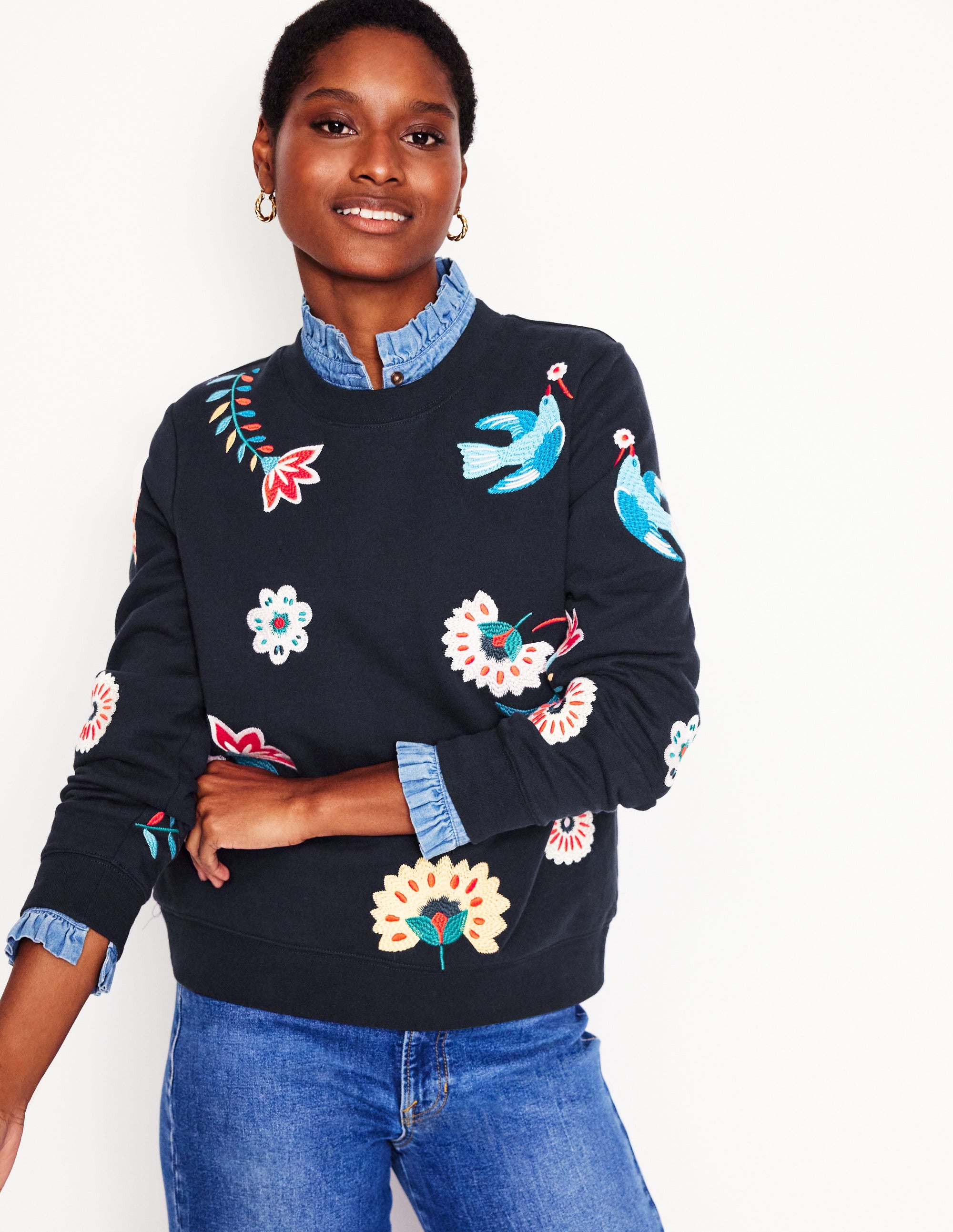 Hannah Sweatshirt mit Stickerei-Marineblau, Konversation - Image 5