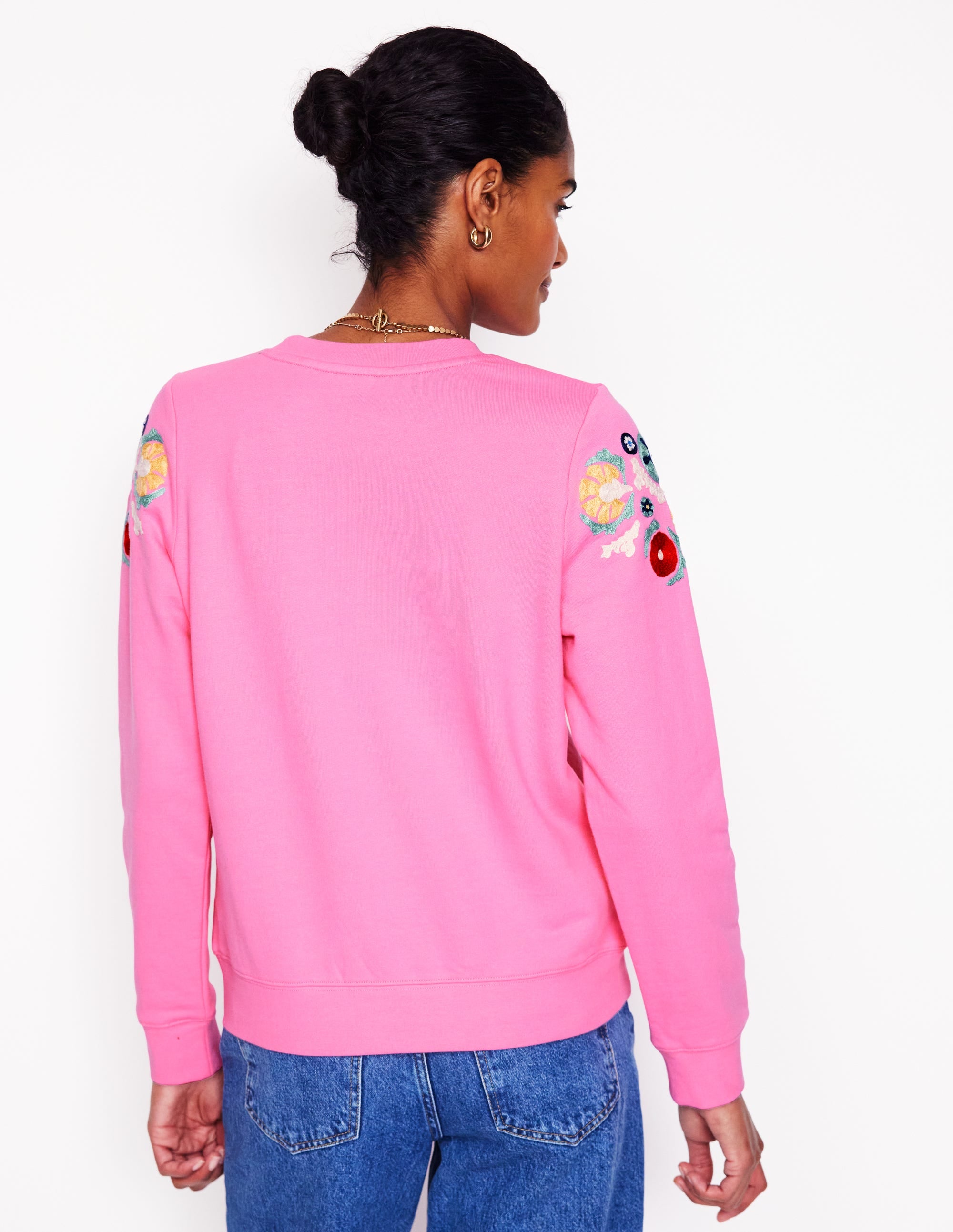Hannah Sweatshirt mit Stickerei-Rosa Rose - Image 3