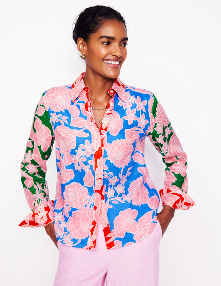 Sienna Linen Shirt-Multi, Blossom Cascade