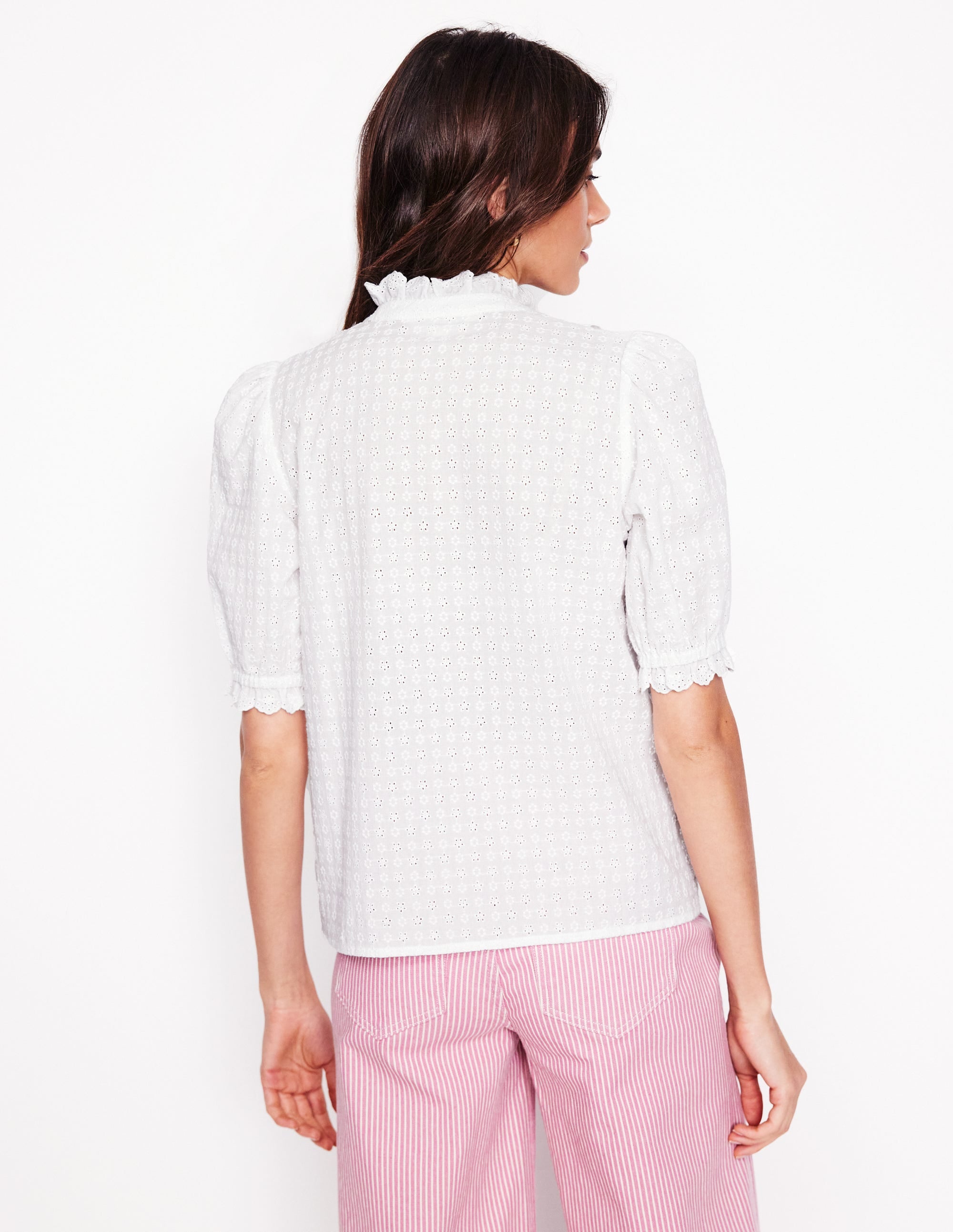 Blouse féminine en coton-Blanc - Image 3