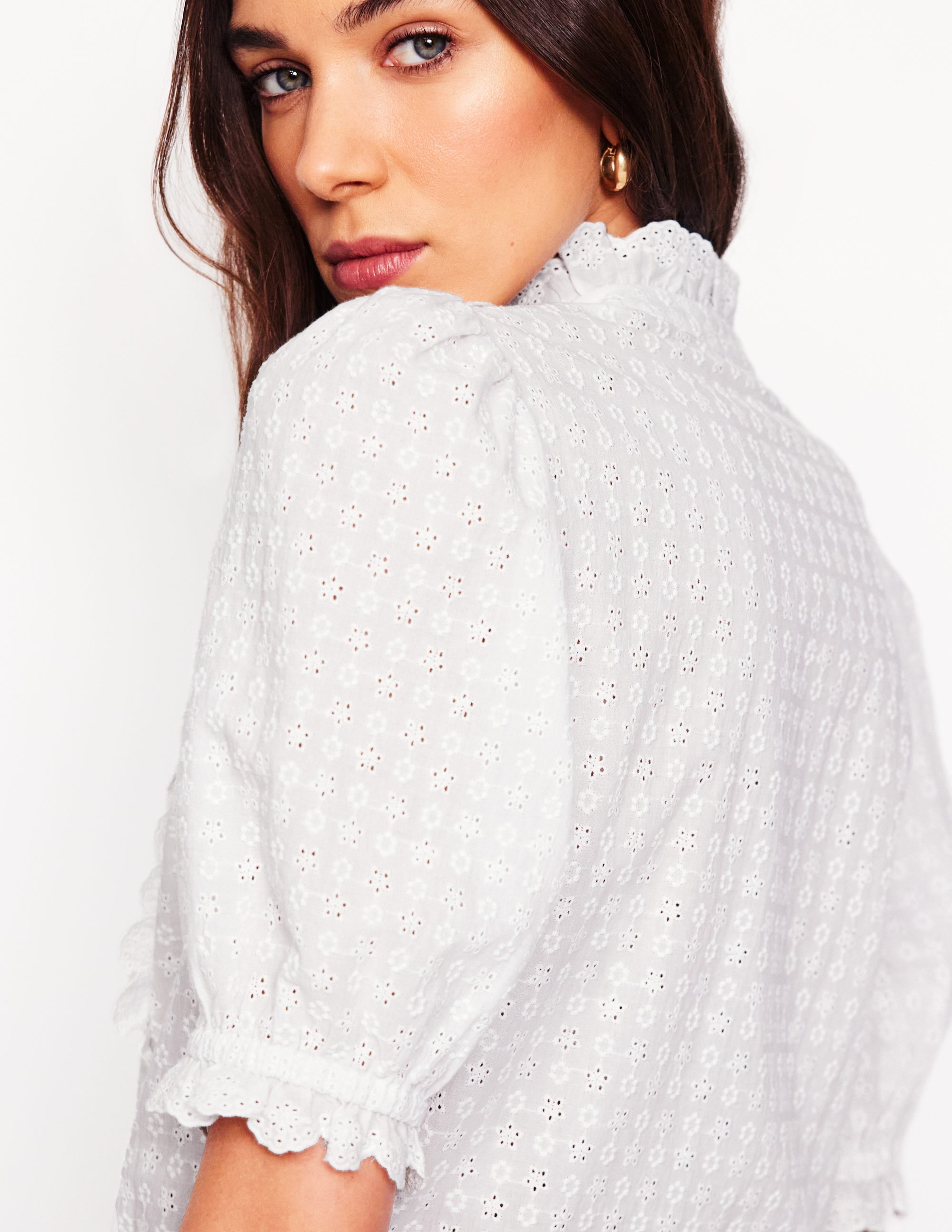 Blouse féminine en coton-Blanc - Image 5