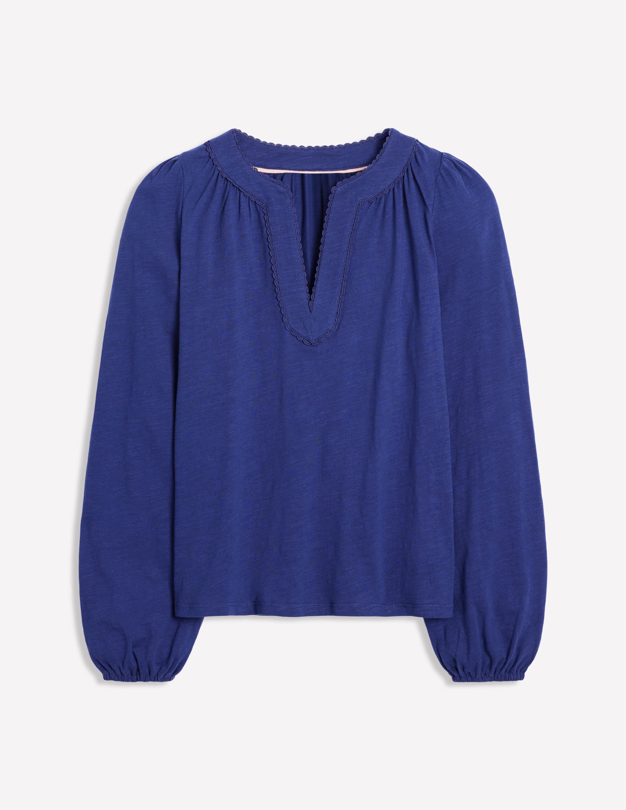 Top Ava à manches longues et détails dentelle-Aristocratic Blue/ Ivory Stripe - Image 5