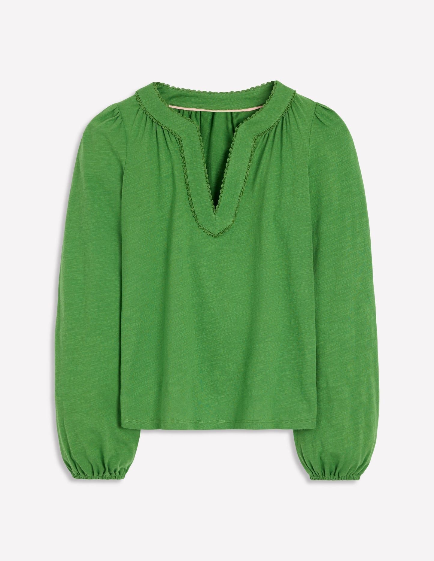 Ava Long Sleeve Trim Top-Paradise Green