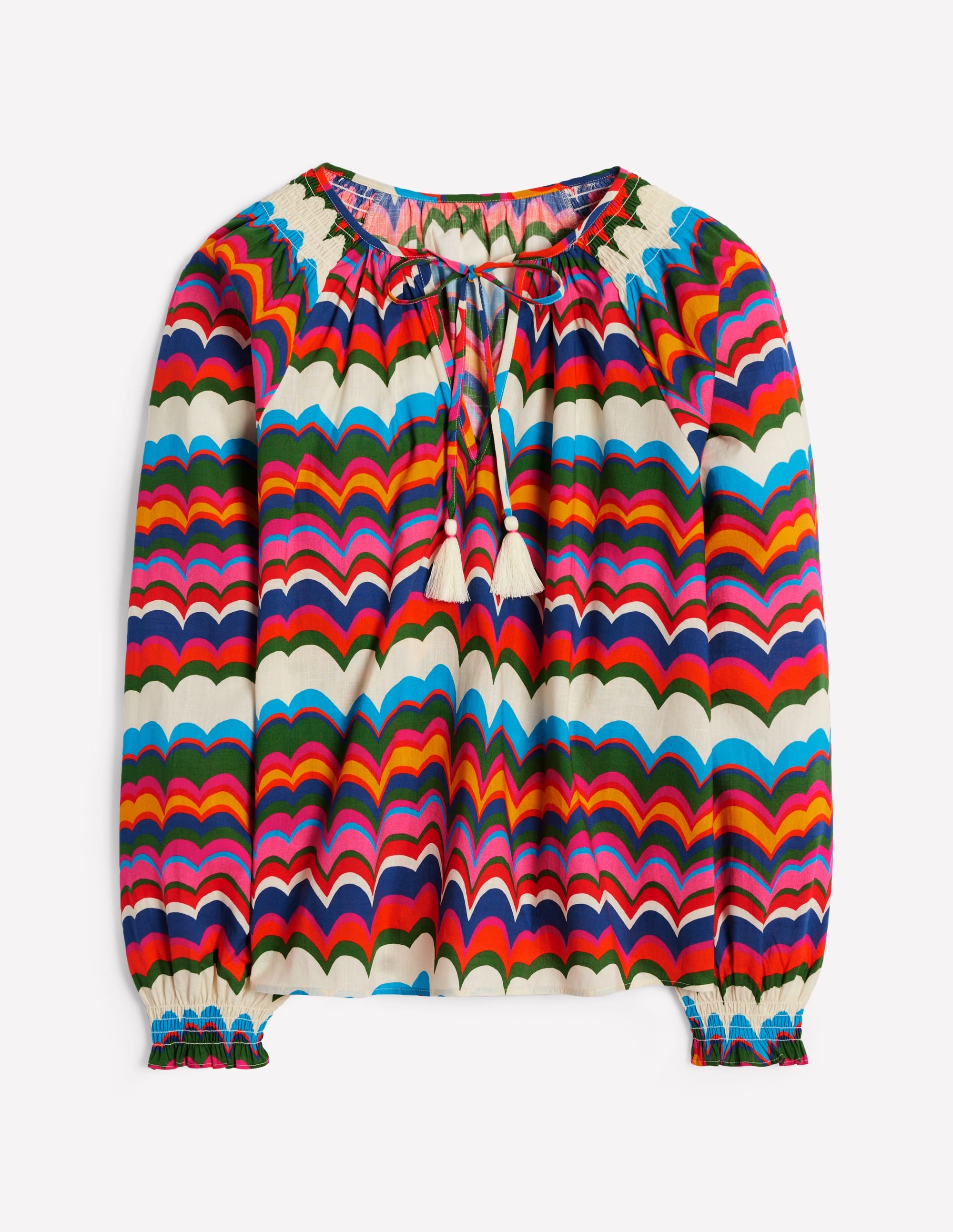 Blouse décontractée en coton-Multi, motif Abstract Wave - Image 6