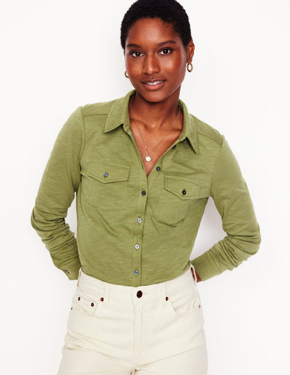 Chemise Amy en jersey-Olive tendre