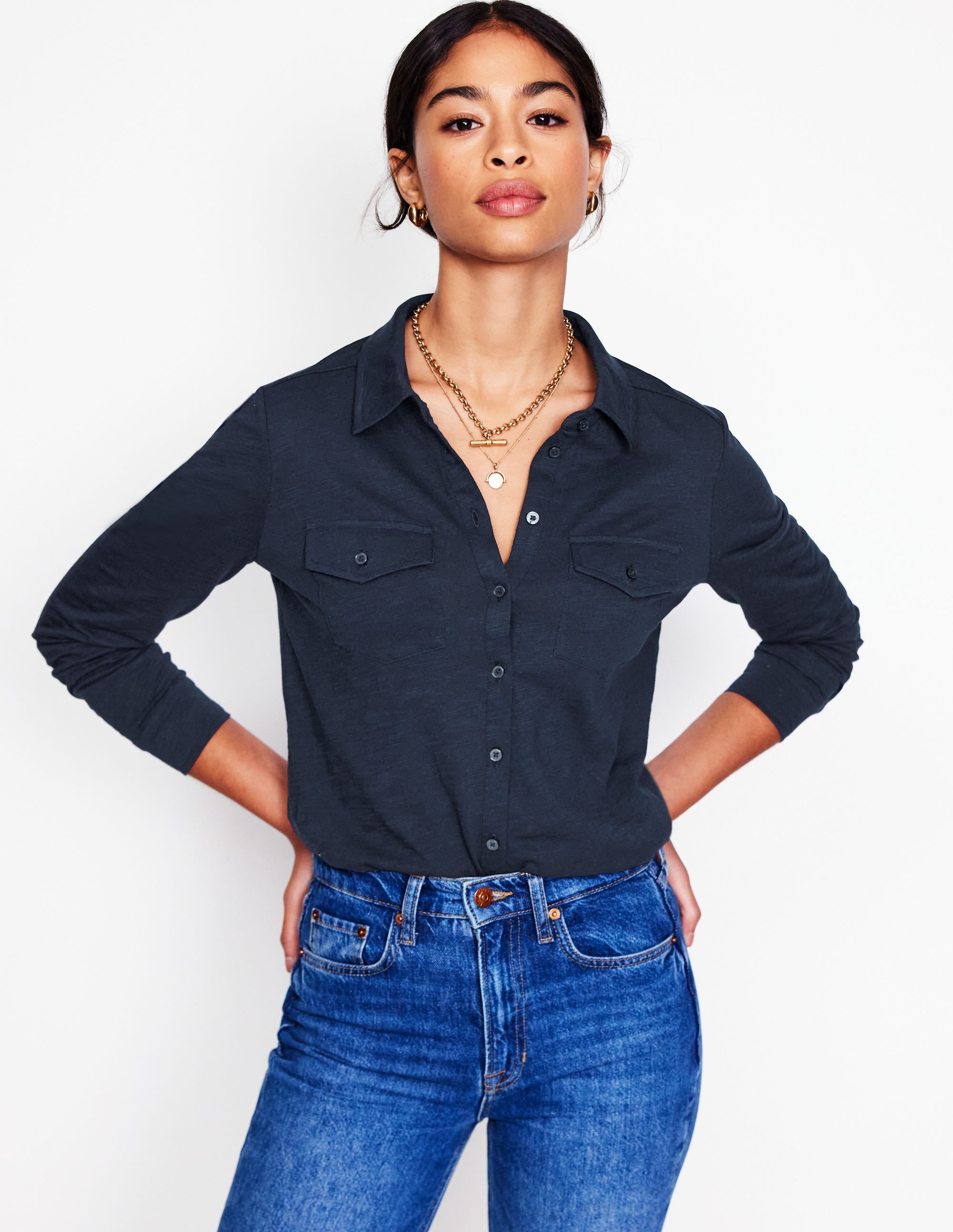 Amy Jersey-Hemd-Marineblaue - Image 1