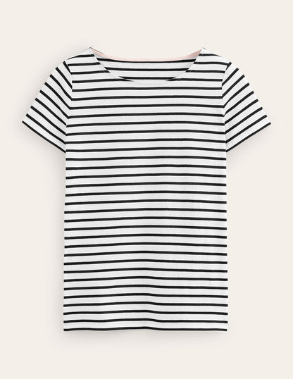 Ella Short Sleeve Breton-Ivory, Black