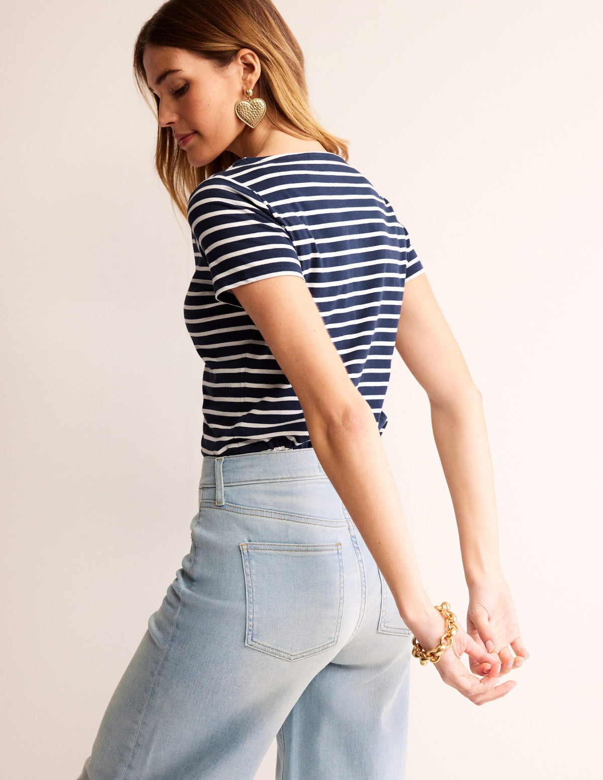 Ella Bretonshirt mit kurzen Ärmeln-Marineblau, Naturweiß - Image 3