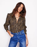 Blouse Felicity en coton-Camel, Motif Cheetah Pop