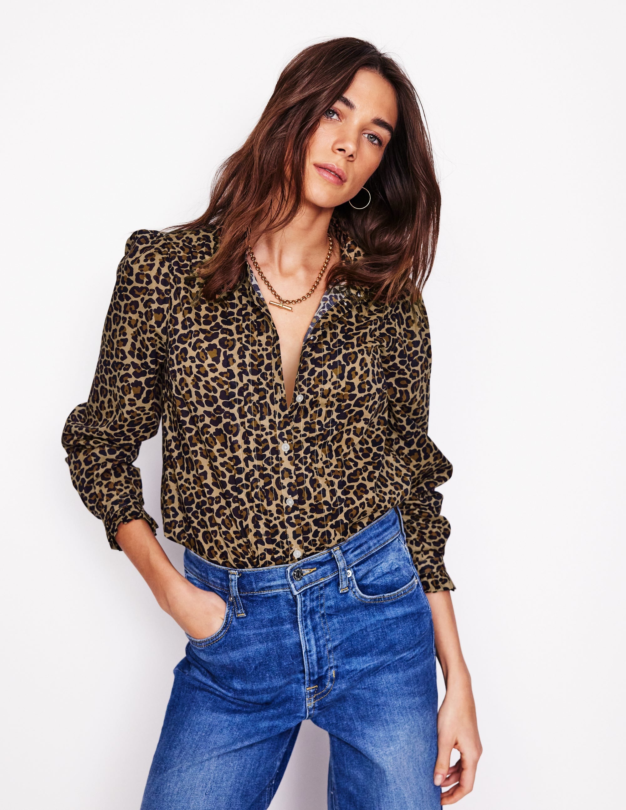 Blouse Felicity en coton-Camel, Motif Cheetah Pop - Image 1