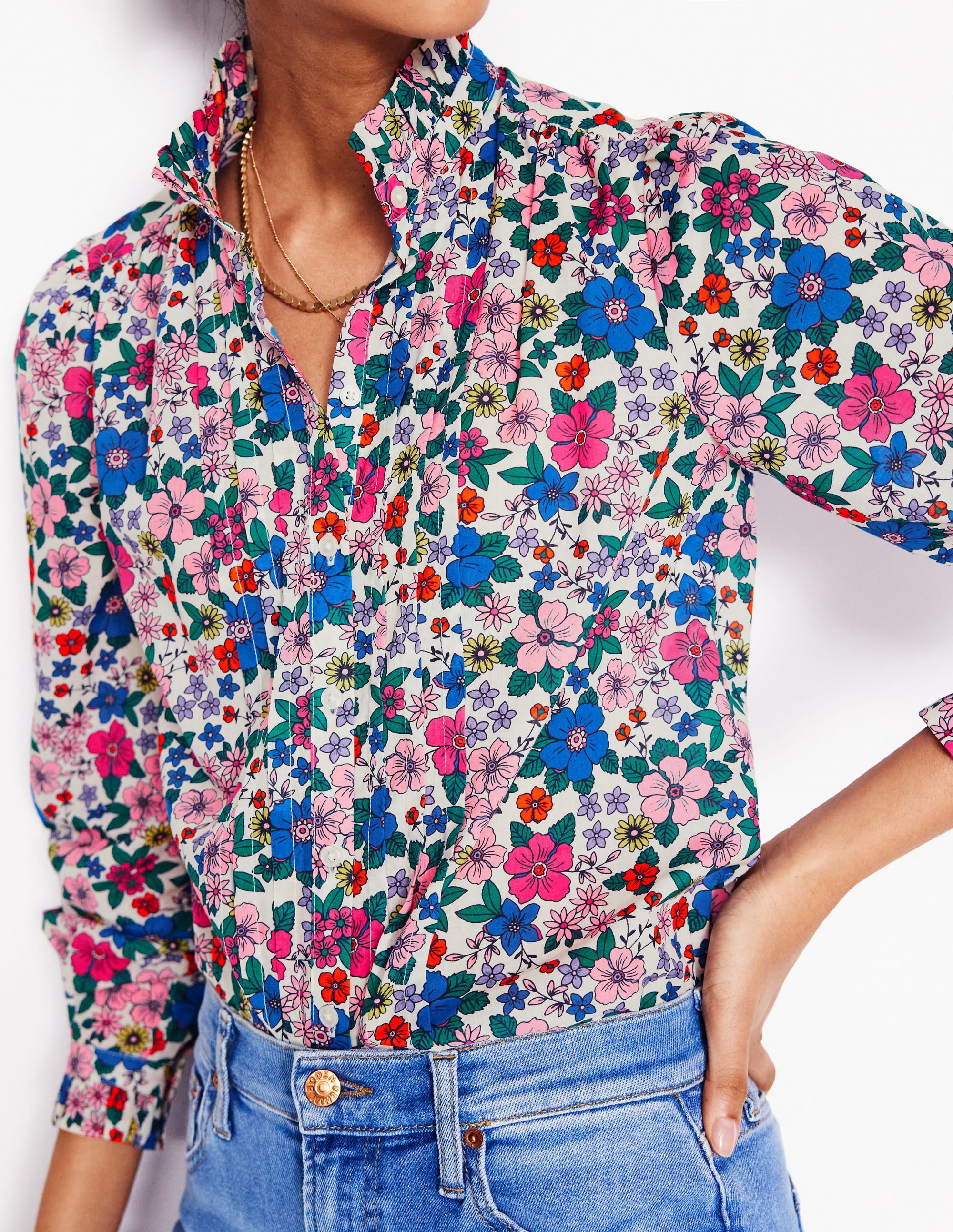 Blouse Felicity en coton-Multi, motif Blossom Scatter - Image 3